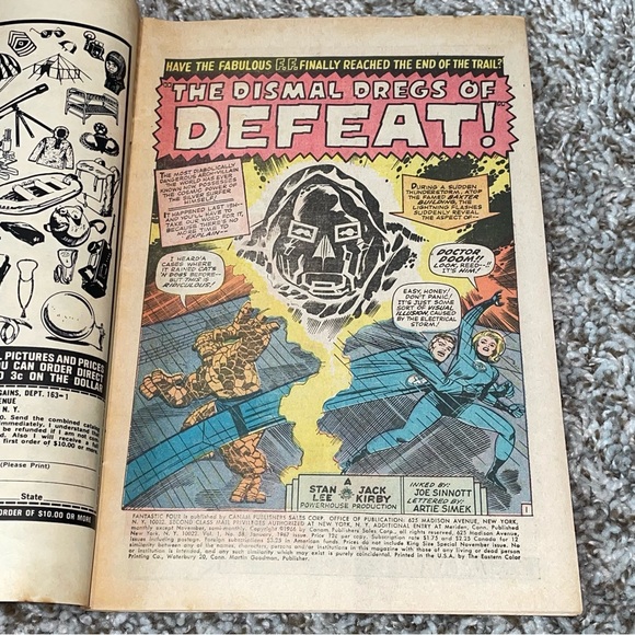 VINTAGE 1967 MARVEL FANTASTIC FOUR Silver Surfer & Dr Doom Silver Age Comic #58 - Picture 7 of 11